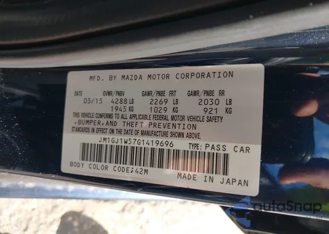 2016 Mazda Mazda6 I Grand Touring from USA, damaged, VIN JM1GJ1W57G1419696